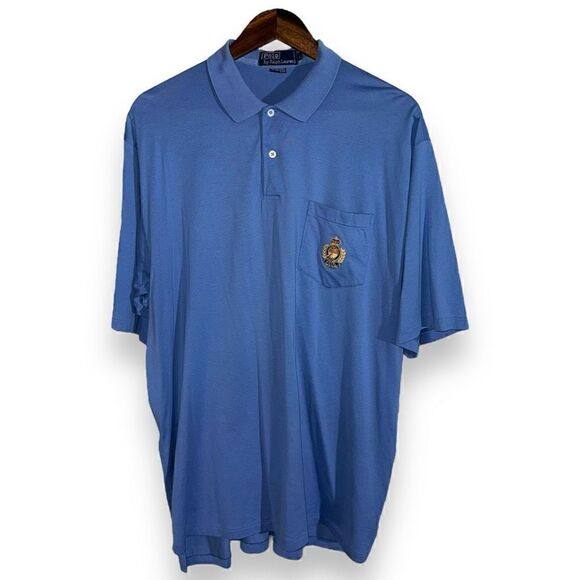 90s Polo Ralph Lauren Blue Crest Logo Polo Shirt Size L - Picture 1 of 10